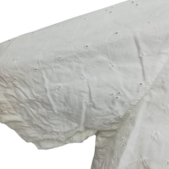 Vintage Stefano Cropped Eyelet Lace Tie Front Short Sleeve Blouse Size M Top 90s - Picture 9 of 11